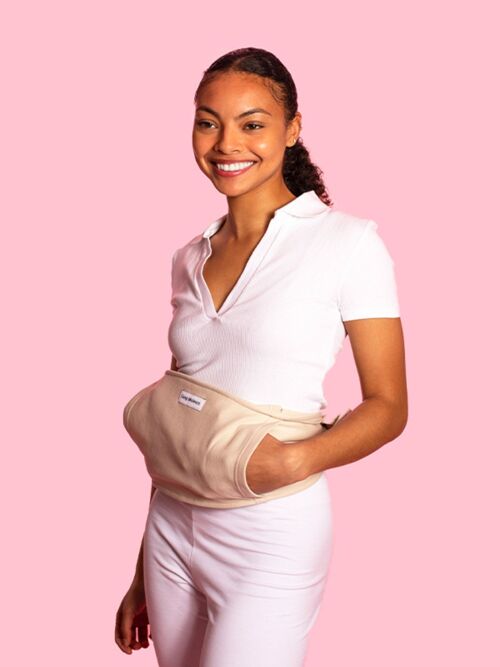 Ceinture bouillotte Beige 100% coton chauffante pour soulager les douleurs menstruelles