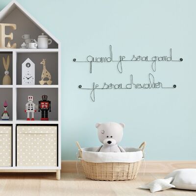 Wire Wall Decoration "When I grow up, I will be a knight" - Children's Room - to pin - Birth Gift