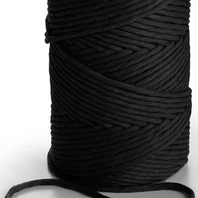 3mm single twisted 280m, 1kg or 140m 500g, 1 PLY Cotton Cord BLACK