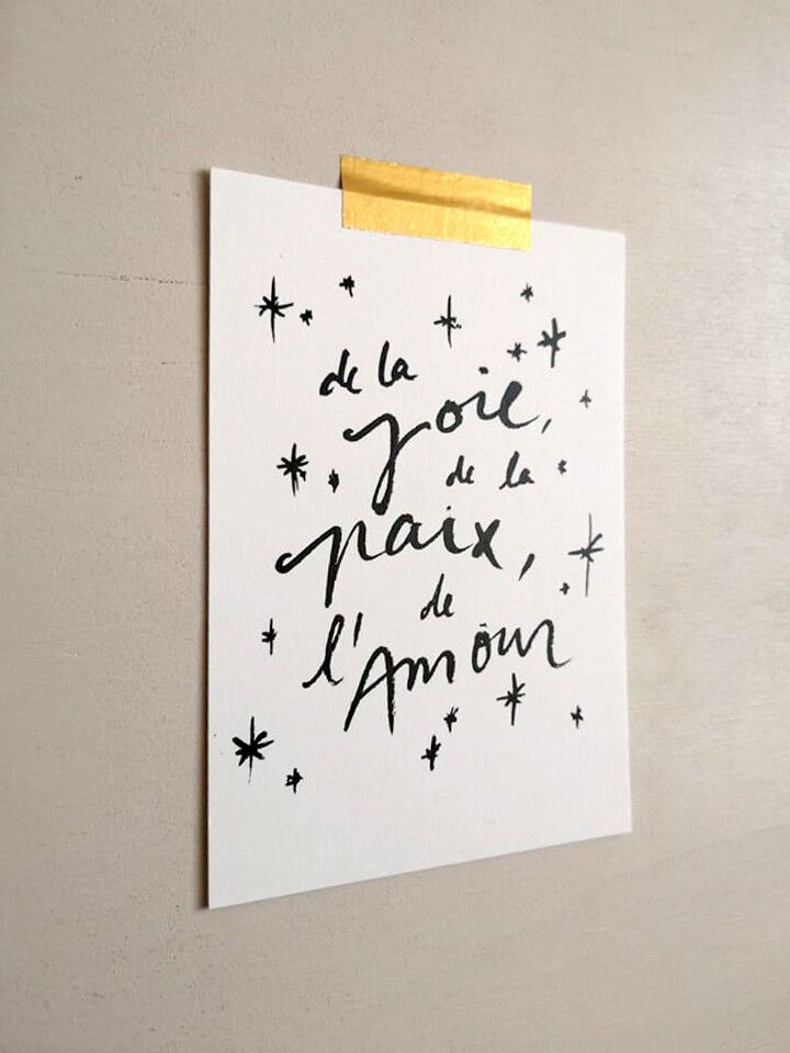 Biglietto di auguri calligrafico "Gioia, pace, amore"