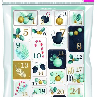 1 A4 SHEET - 24 CHIC ADVENT STICKERS