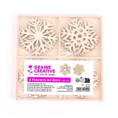 BOX 8 SHAPES diam 60mm WOODEN FLAKES 130x130x9mm