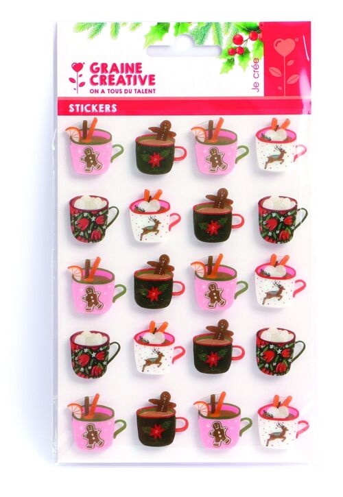 20 STICKERS CHOCOLAT GOURMAND DE NOEL