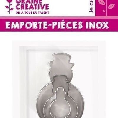 3 MINI EMPORTE-PIECES INOX BONSHOMMES DE NEIGE