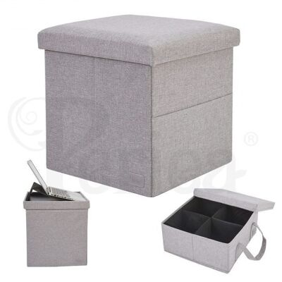 Organisateur de rangement Periea - Pouf pour ordinateur portable Liv gris clair