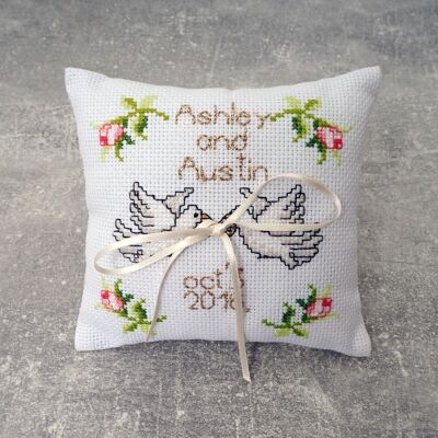 Wedding Ring Pillow Cross Stitch DIY Kit