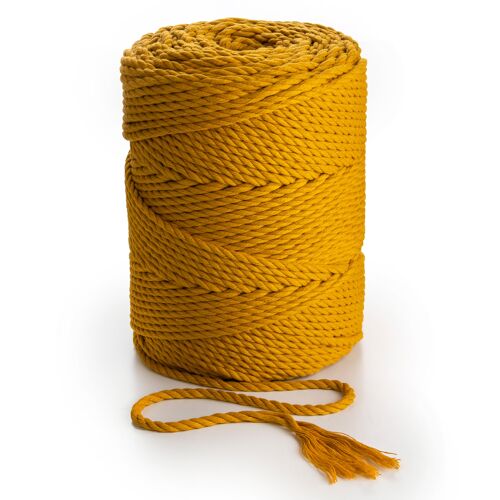 4mm 3 strands twisted 150m-160, 1kg 3 PLY Cotton Cord MUSTARD