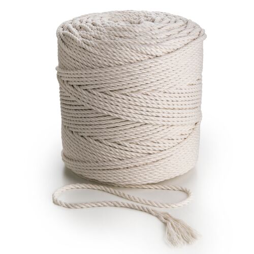 4mm 3 strands NATURAL twisted 280, 1.5kg 3 PLY Cotton Cord