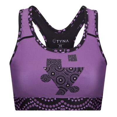 Firma sul reggiseno sportivo viola Funky Splash