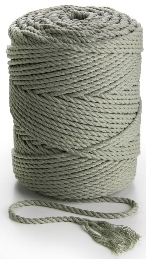 4mm 3 strands twisted 150m-160, 1kg 3 PLY Cotton Cord SAGE GREEN