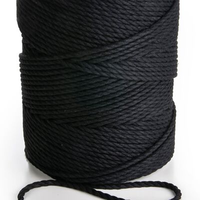 4mm 3 strands twisted 150m-160, 1kg 3 PLY Cotton Cord BLACK