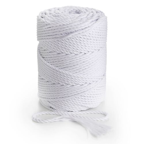 4mm 3 strands twisted 150m-160, 1kg 3 PLY Cotton Cord WHITE