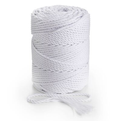 4mm 3 strands twisted 150m-160, 1kg 3 PLY Cotton Cord WHITE