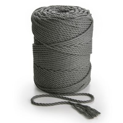 4mm 3 hebras torcidas 150m-160, 1kg 3 CAPAS Cordón de algodón GRIS OSCURO