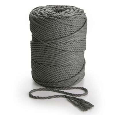 4mm 3 strands twisted 150m-160, 1kg 3 PLY Cotton Cord DARK GREY