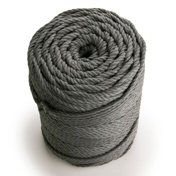 4mm 3 brins torsadés 150m-160, 1kg Cordon Coton 3 PLIS GRIS FONCÉ 3