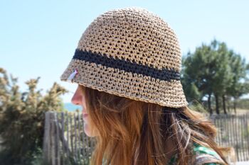 Chapeau femme Spécial Vacances-Bob en raphia Naturel crocheté main 1