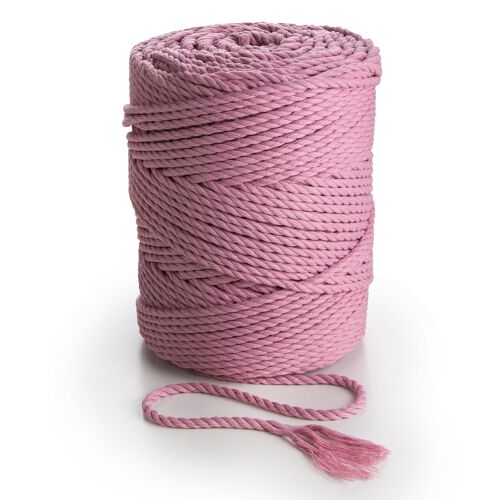 4mm 3 strands twisted 150m-160, 1kg 3 PLY Cotton Cord DUSTY PINK