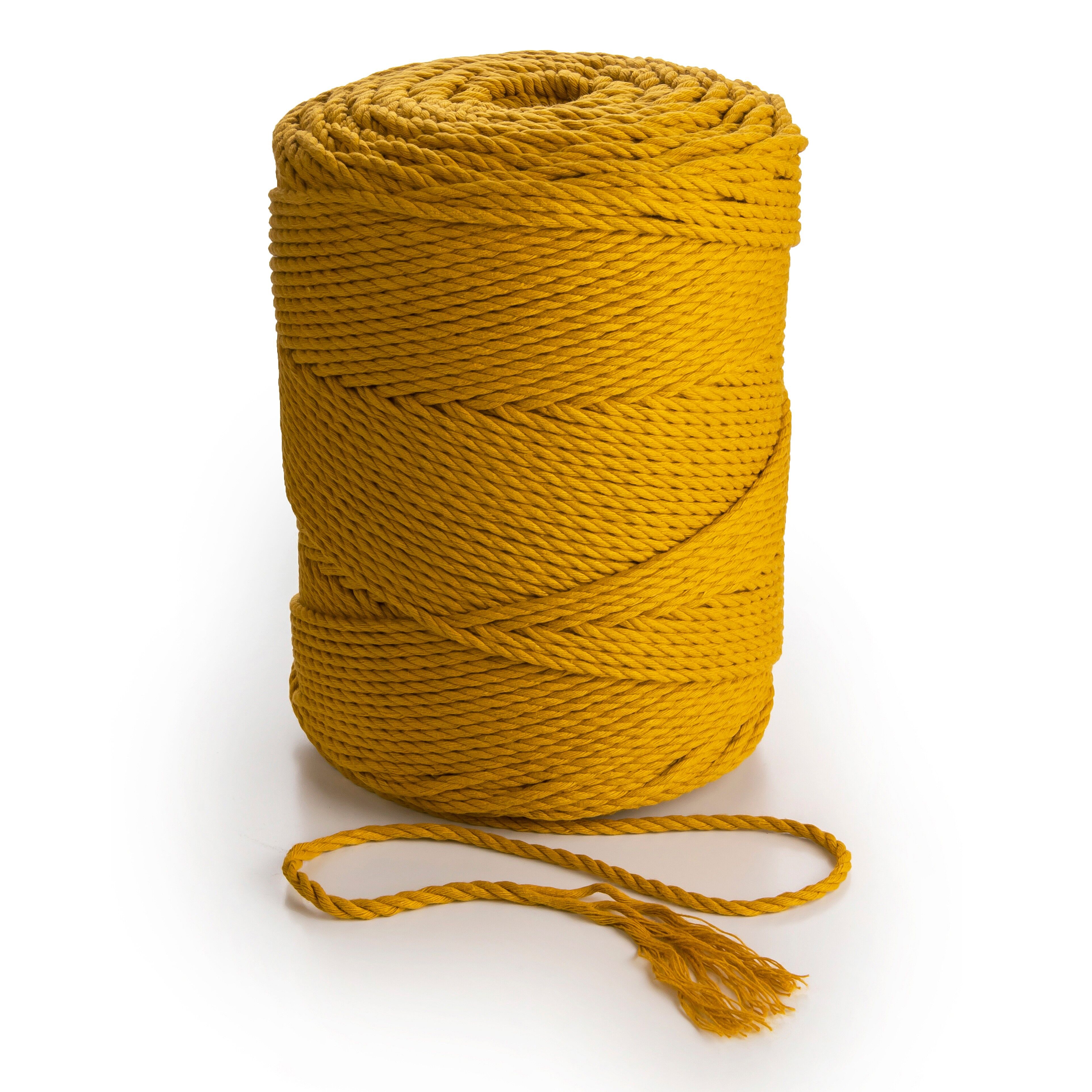 Macrame Cord String fashion 5mm 3 Ply Recycled Cotton Rope 600 Ft Spool Bulk Mustard