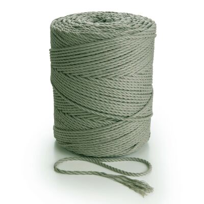 Cordón de macramé Cuerda Cuerda 3 capas Giro 3 mm x 270 m o 135 m 3 hebras cordón de algodón verde salvia