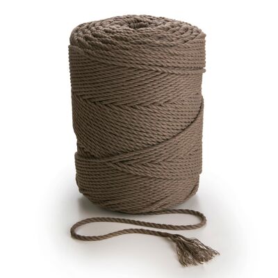 Makramee Cord Rope Twine 3-lagiger Twist 3 mm x 270 m oder 135 m 3-strängige Baumwollschnur BORWN