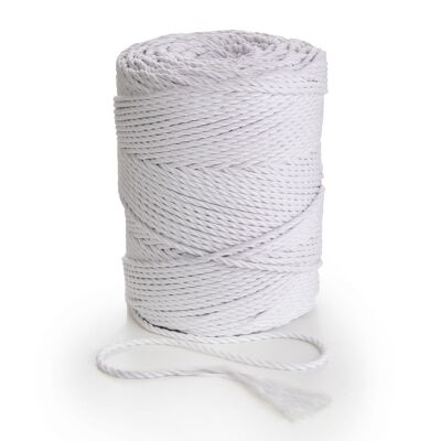 Cuerda de macramé Cuerda Cuerda 3 capas Torsión 3 mm x 270 m o 135 m Cuerda de cordón de algodón de 3 hilos BLANCO
