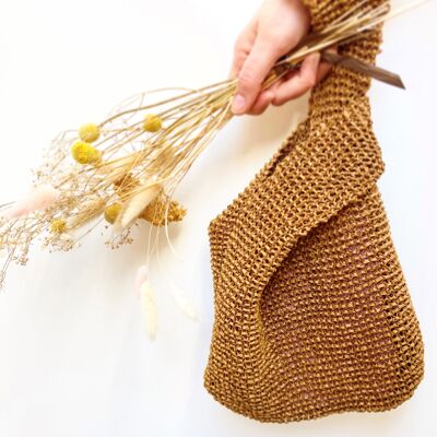 DIY-Kit Loisir créatif débutant -Kit Tricot Sac Kyoto en Raphia