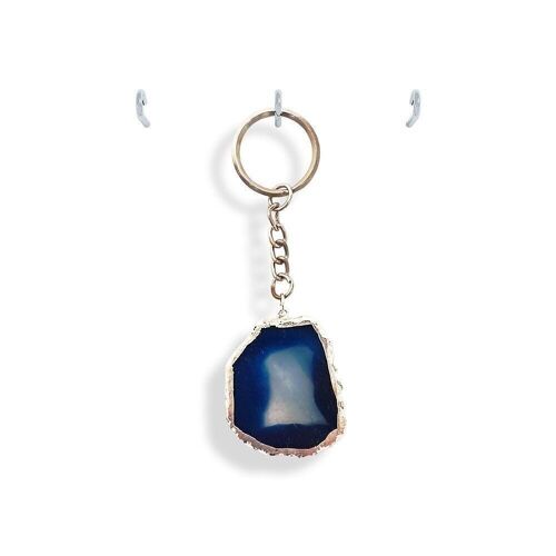 Agate Slice Keychain, Blue