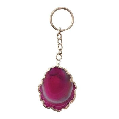 Agate Slice Keychain, Pink