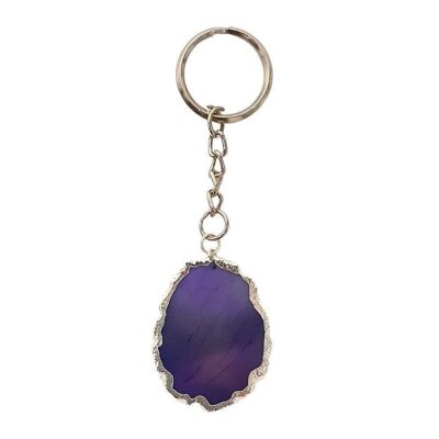 Agate Slice Keychain, Purple