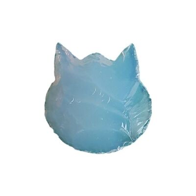 Faccia di gatto sfaccettato, 2,5x2,5 cm, opalite