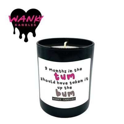 3 x Wanky Candle Black Jar Scented Candles - 9 Months in the tum - WCBJ193