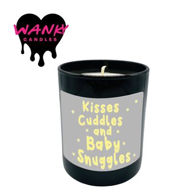 3 velas aromáticas en tarro negro Wanky Candle - Besos, abrazos y abrazos de bebé - WCBJ194