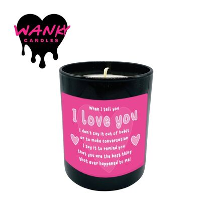 3 x Wanky Candle Black Jar Scented Candles -When I tell you I love you - WCBJ195