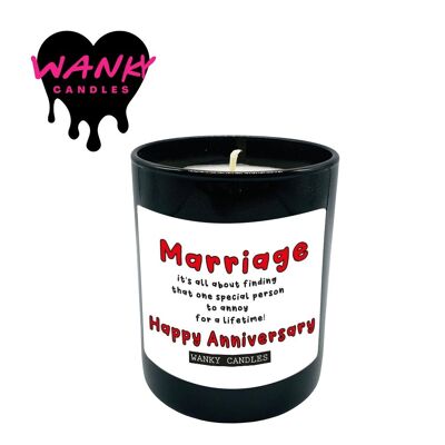 3 x Wanky Candle Black Jar Scented Candles - Annoy them for a lifetime! Happy Anniversary - WCBJ196