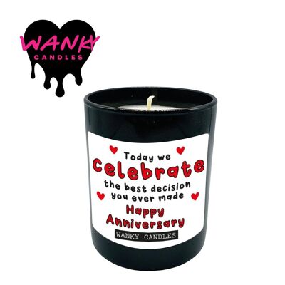3 x Wanky Candle Black Jar Scented Candles -  Celebrate the best decision you ever made - WCBJ197