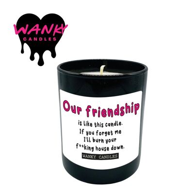 3 x Wanky Candle Black Jar Scented Candles -  Our frienship is like this candle - WCBJ199
