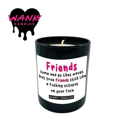 3 x Wanky Candle Black Jar Scented Candles - True friends stick like a fucking octopus - WCBJ200