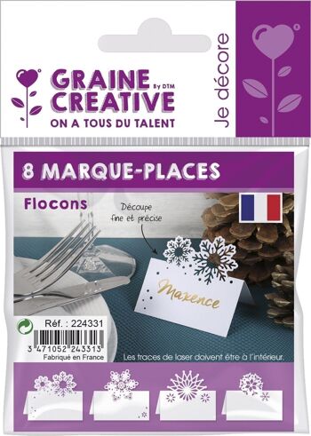 LOT DE 8 MARQUE-PLACES FLOCONS (2X4 MODELES) 220g/m2 1