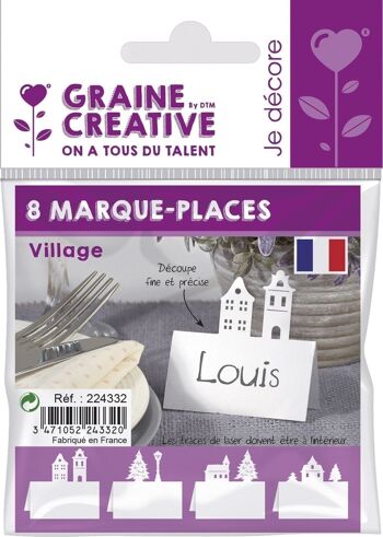 LOT DE 8 MARQUE-PLACES VILLAGE (2X4 MODELES) 220g/m2 3