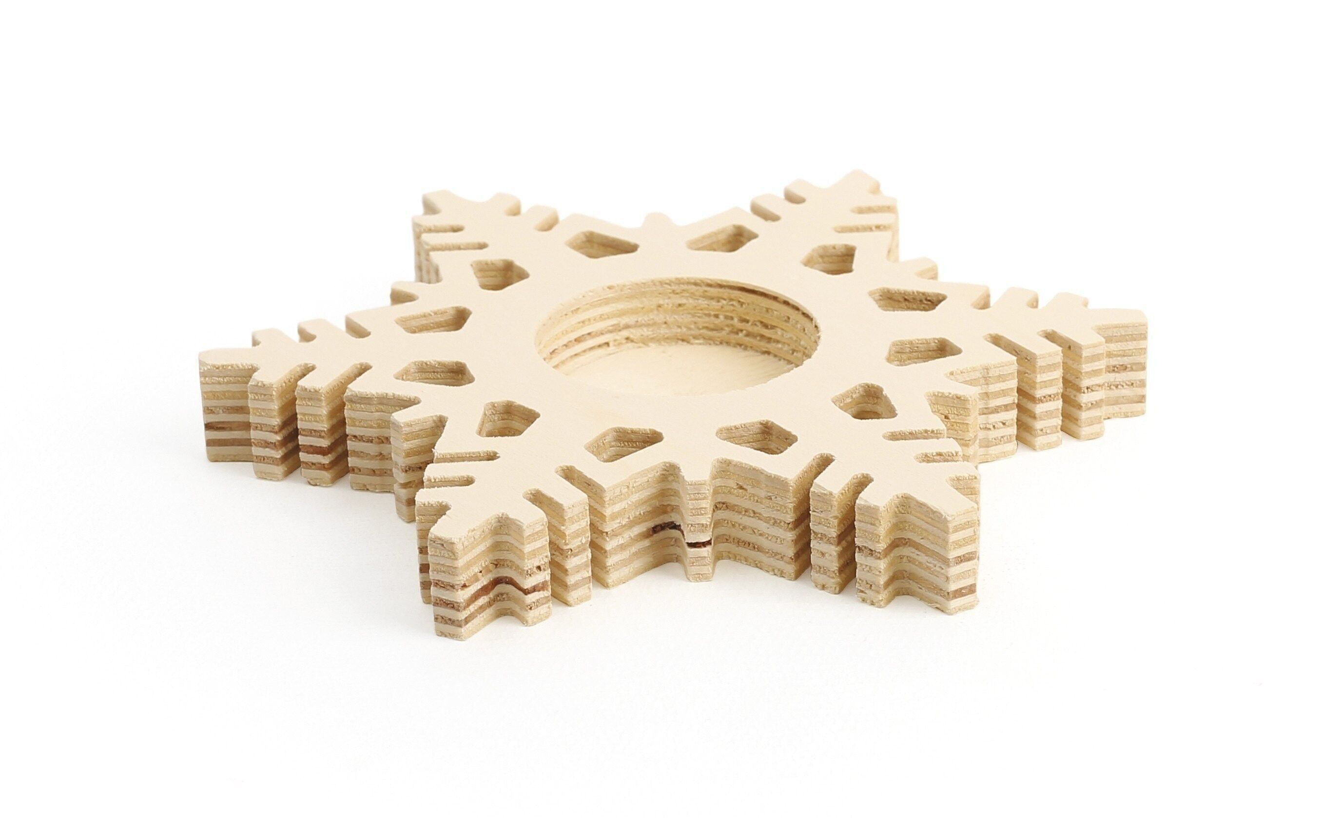 PORTACANDELA FIOCCO DI NEVE IN LEGNO FROST 150x150x18