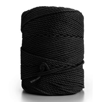 Macramé Corde Corde Ficelle 3 plis Torsadé 3mm x 270m ou 135m Cordon coton 3 brins NOIR 3