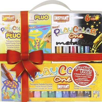 LOT DE 24 PLAYCOLOR ONE (BASIC/METAL/FLUO) + 3 DESSINS NOEL