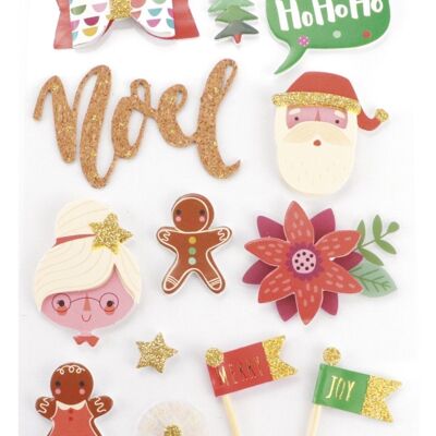13 CHRISTMAS 3D STICKERS 60 MM