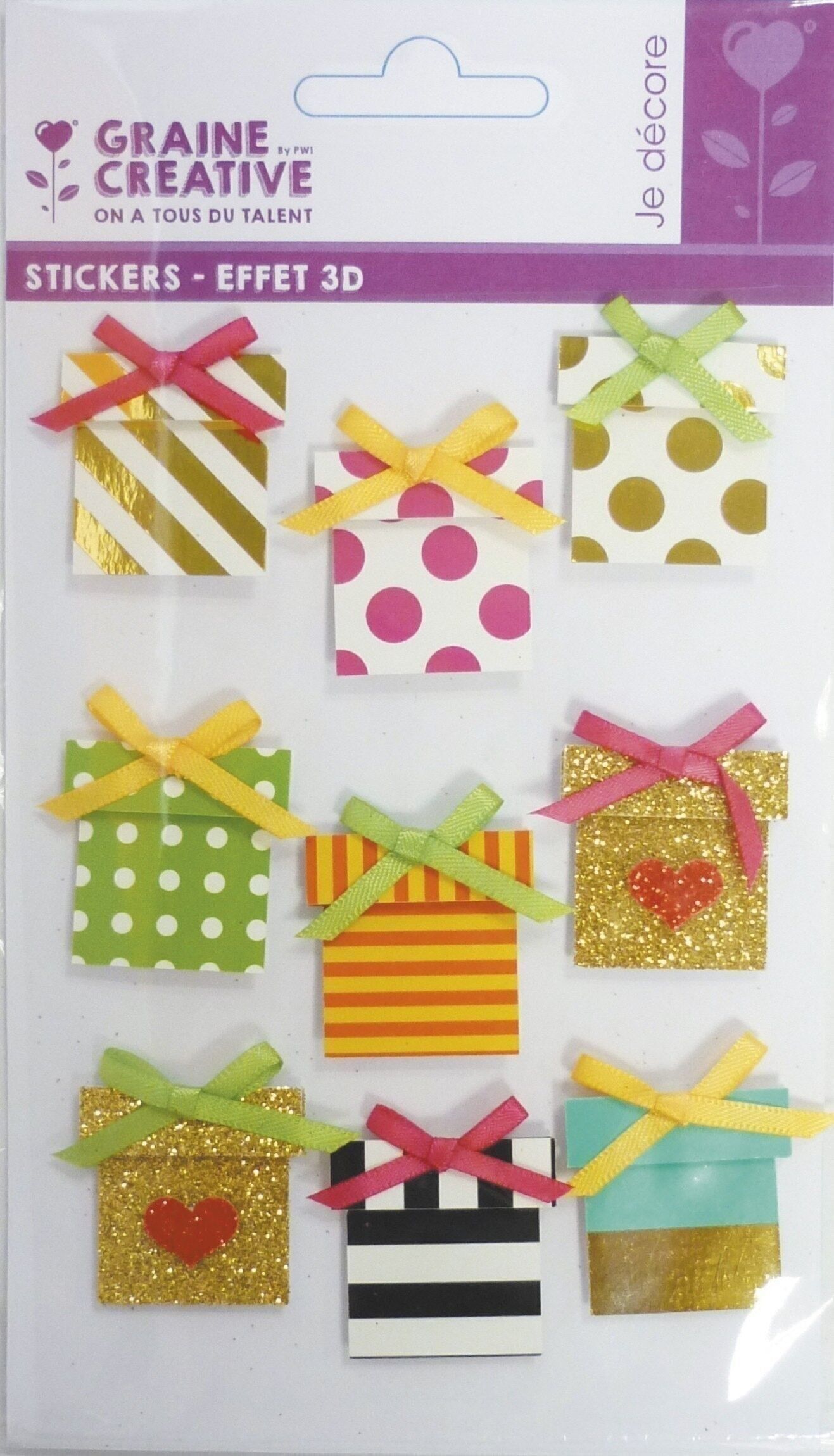 9 STICKERS CADEAU EFFET 3D - 30