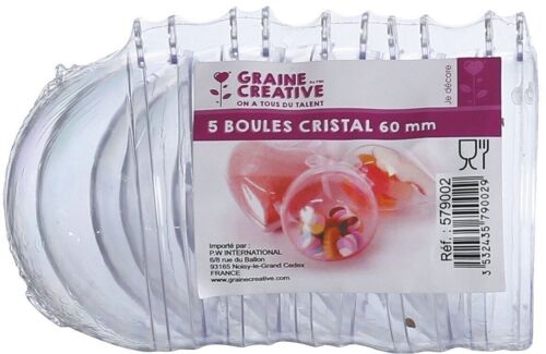 LOT 5 BOULES PLASTIQUE CRISTAL FILMEES - 60