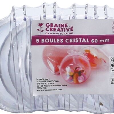 LOT 5 BOULES PLASTIQUE CRISTAL FILMEES - 60