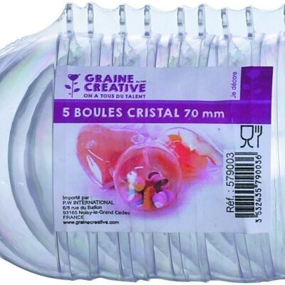 LOT 5 BOULES PLASTIQUE CRISTAL FILMEES -70