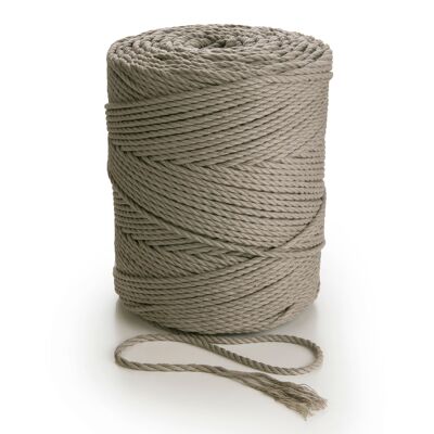 Corde Cordon Macramé 3 brins Torsadé 3mm x 270m ou 135m Cordon coton 3 brins GRIS CLAIR