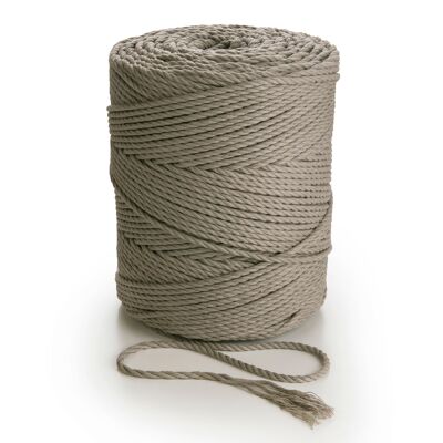 Cuerda de macramé Cuerda Cuerda 3 capas Giro 3 mm x 270 m o 135 m Cuerda de cordón de algodón de 3 hilos GRIS CLARO